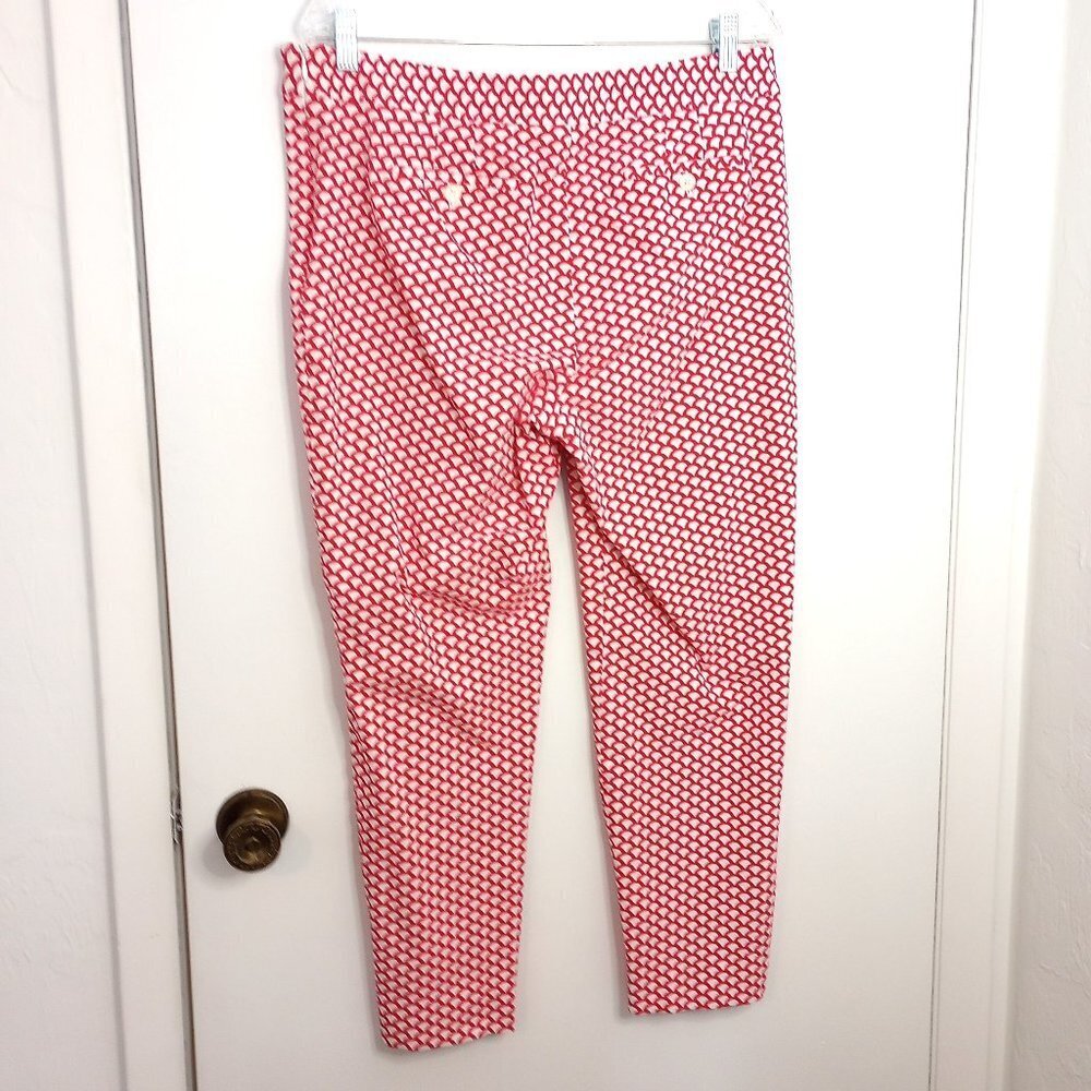 Talbots Chatham Red & White Scallop Print Ankle Pants - Picture 7 of 9